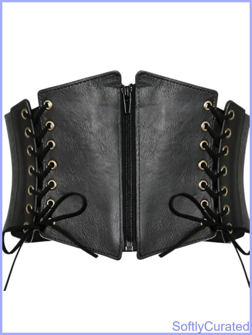 Faux Leather Underbust Corset Belt Lace-Up Waist Cincher Costume